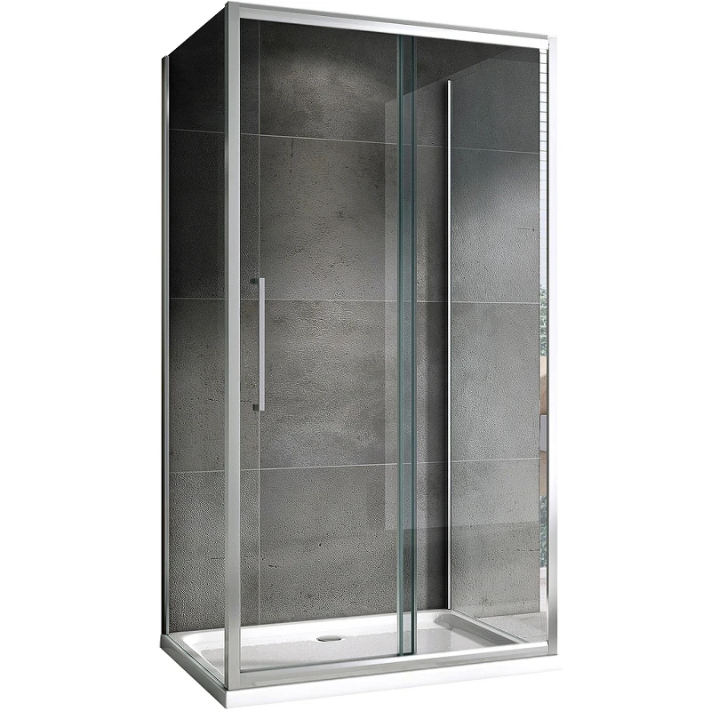 Душевой уголок Abber Schwarzer Diamant 140x75 AG30140H-S75-S75 профиль Хром стекло прозрачное