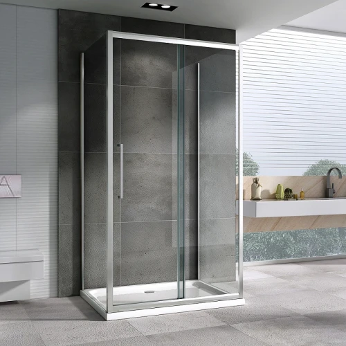 Душевой уголок Abber Schwarzer Diamant 140x75 AG30140H-S75-S75 профиль Хром стекло прозрачное