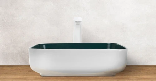 Раковина-чаша WeltWasser Elbach M2195 WG 50 10000005602 Белая Зеленая фаянс накладная