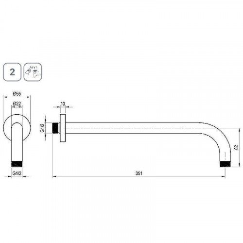 Кронштейн для верхнего душа Ravak 702.21BLM X07P676 Черный матовый