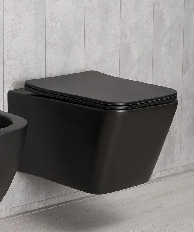 Унитаз Gid Cuadrado Tr2144Bm 62225Y подвесной цвет Черный матовый с сиденьем Микролифт