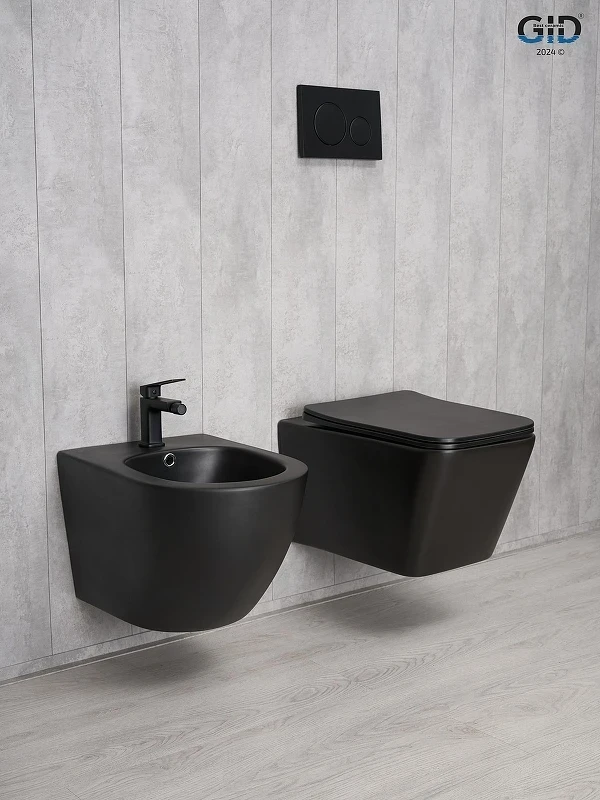 Унитаз Gid Cuadrado Tr2144Bm 62225Y подвесной цвет Черный матовый с сиденьем Микролифт