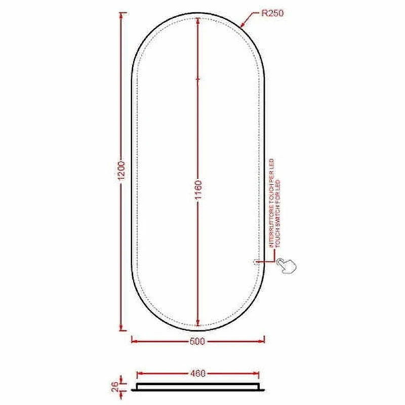 Зеркало Artceram Arco 50 ACS014 с подсветкой с сенсорным выключателем