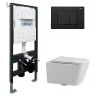 Комплект унитаза Abber Rechteck AC1201-AC0105-AC0120MB с сиденьем Микролифт и клавишей смыва цвет Черный матовый