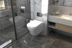 Комплект унитаза Abber Rechteck AC1201-AC0105-AC0120MB с сиденьем Микролифт и клавишей смыва цвет Черный матовый