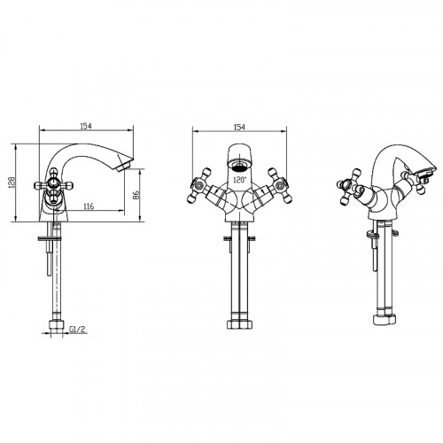 Смеситель для раковины Boheme Flora 311-FL Бронза латунь