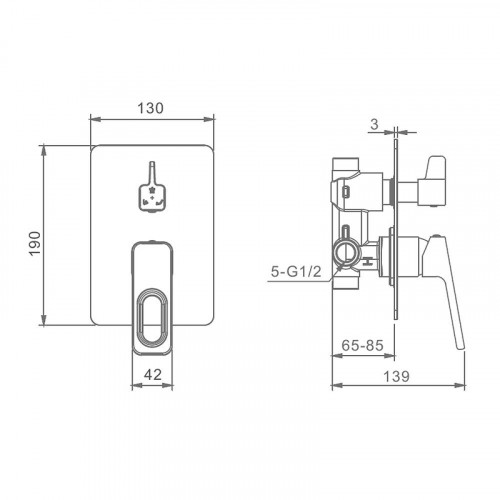 Смеситель для душа Raglo R51.273.09 цвет Графит матовый