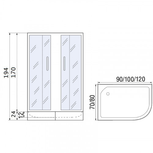 Душевой уголок River Don 90x70 MT L 10000008305 с поддоном