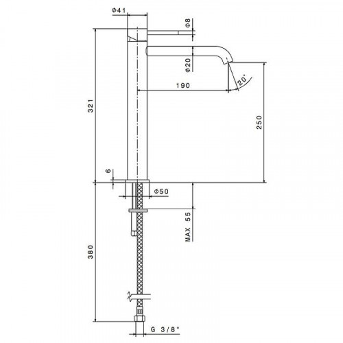 Смеситель для раковины Newform X-Steel 316 69615X.50.050 цвет Inox