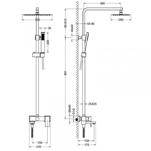 Душевая система Aquatek Либра AQ2640CR Хром латунь на стену