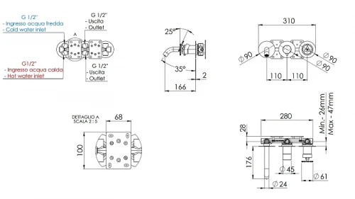 Смеситель для ванны Remer Chrono CH54D3P цвет Хром