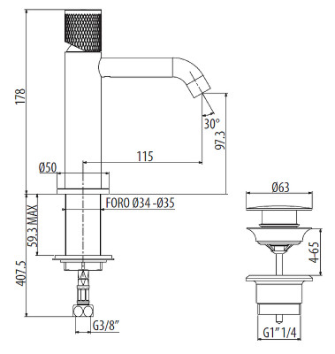 Смеситель для раковины Gattoni MD MD110/22C0 Хром