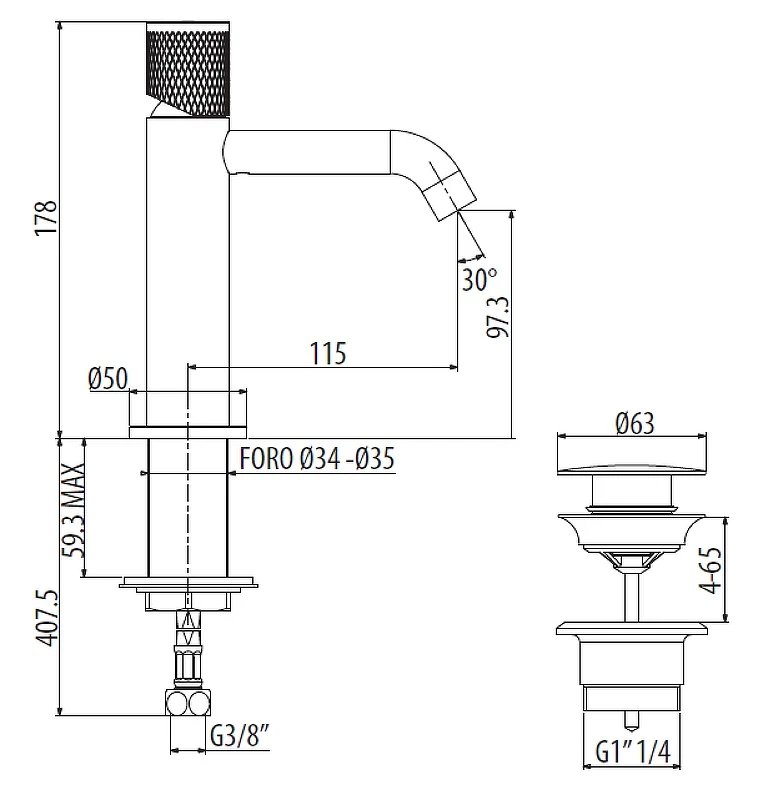 Смеситель для раковины Gattoni MD MD110/22C0 Хром