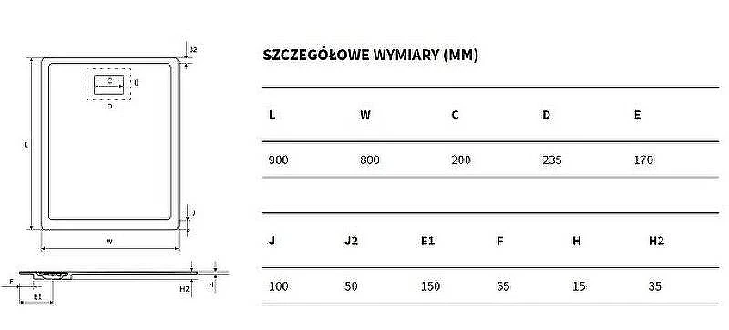 Душевой поддон из искусственного камня Excellent Lavano 90x80 BREX.1103.090.080.CAN Капучино