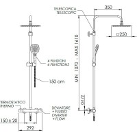 Душевая система Remer Elegance EQ32A8CPUFD25G с термостатом Хром латунь на стену