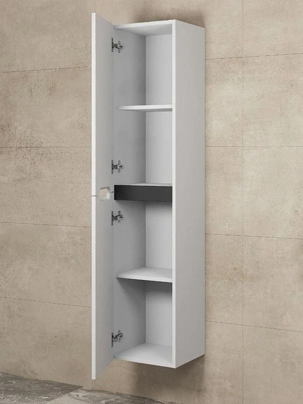 Шкаф пенал Uperwood Modul 33 2930205401 подвесной цвет Белый матовый Графит матовый