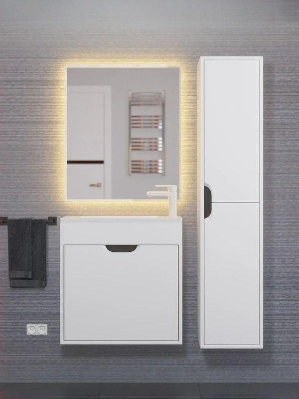 Шкаф пенал Uperwood Modul 33 2930205401 подвесной цвет Белый матовый Графит матовый