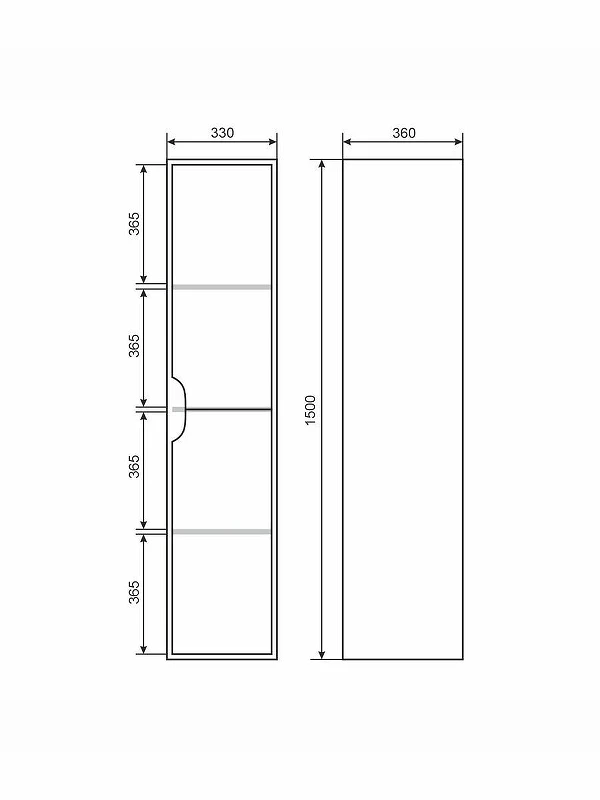 Шкаф пенал Uperwood Modul 33 2930205401 подвесной цвет Белый матовый Графит матовый