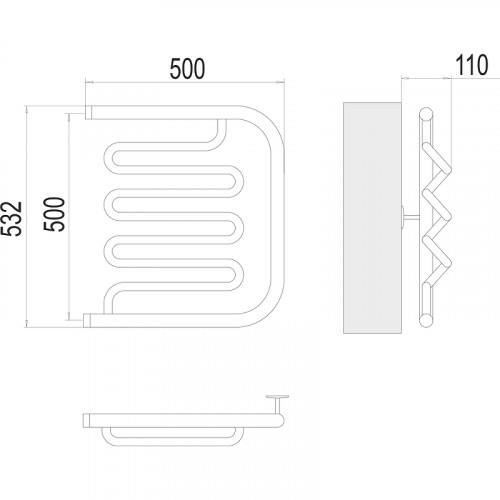 Водяной полотенцесушитель Terminus Фокстрот-Лиана (1) 500x500 4620768880971 Хром, боковое подключение, G 1" НР нержавеющая сталь