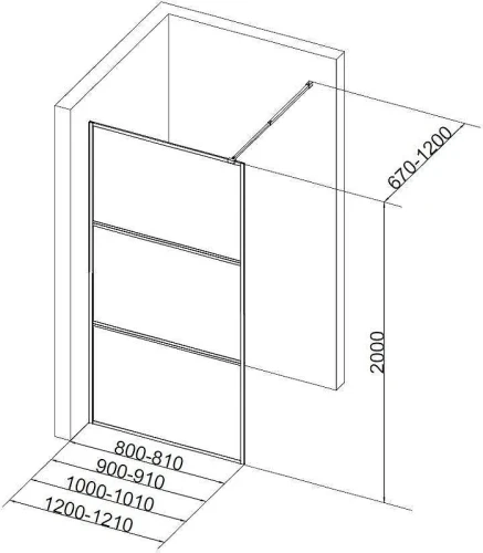 Душевая перегородка Aquanet SW-1200BT 120 352342 профиль Черный стекло прозрачное