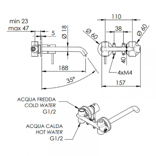 Смеситель для раковины Remer X-Style X15PLDO Золото латунь встраиваемый