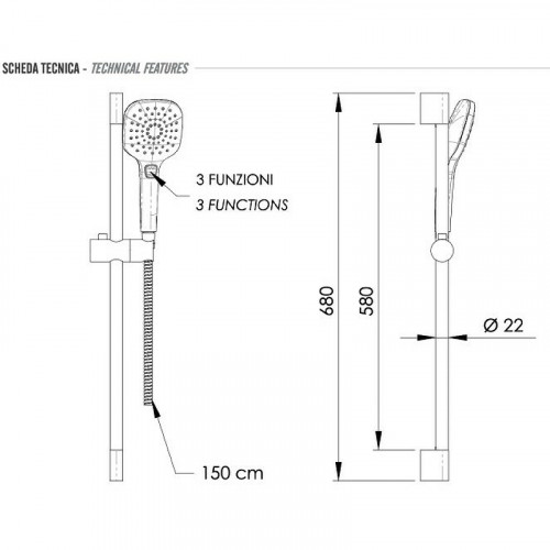 Душевой гарнитур Remer 315L318CP Хром латунь на стену