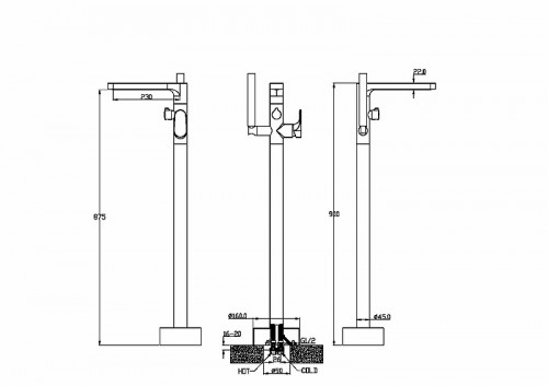 Смеситель для ванны Boheme Spectre 459-BR Бронза латунь на пол
