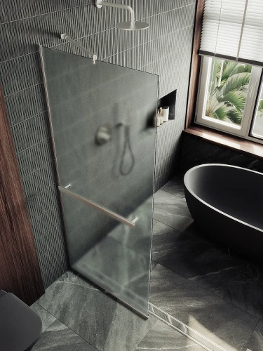 Душевая перегородка Maybah Glass MGD-725-5у 690x1950 в узком профиле Хром матовый стекло сатиновое