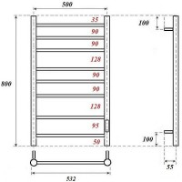 Электрический полотенцесушитель Point Аврора PN10858GR П8 500x800 диммер справа Графит премиум