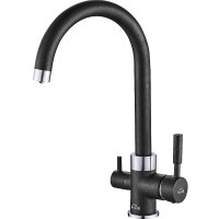 Смеситель для кухни ZorG Steel Hammer SH 713 BLACK CR Черный матовый латунь на столешницу однорычажный