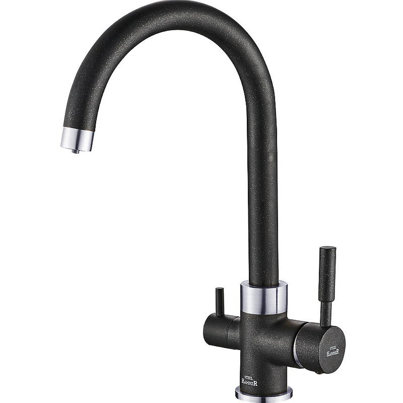 Смеситель для кухни ZorG Steel Hammer SH 713 BLACK CR Черный матовый латунь на столешницу