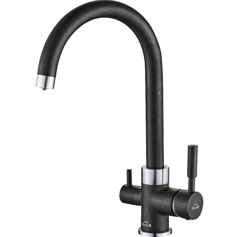 Смеситель для кухни ZorG Steel Hammer SH 713 BLACK CR Черный матовый латунь на столешницу
