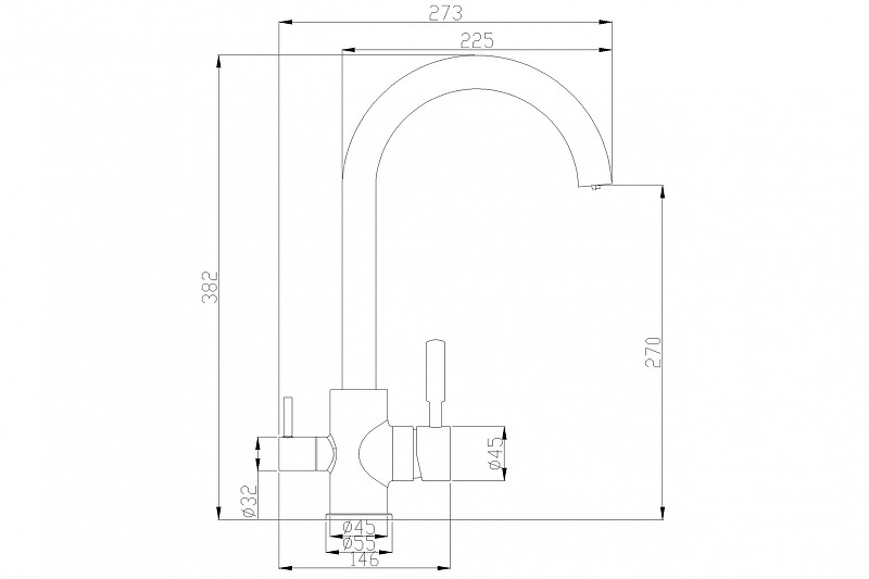 Смеситель для кухни ZorG Steel Hammer SH 713 BLACK CR Черный матовый латунь на столешницу