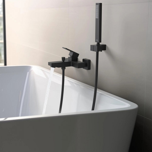 Смеситель для ванны Aquatek Либра AQ1649MB Черный матовый латунь на стену
