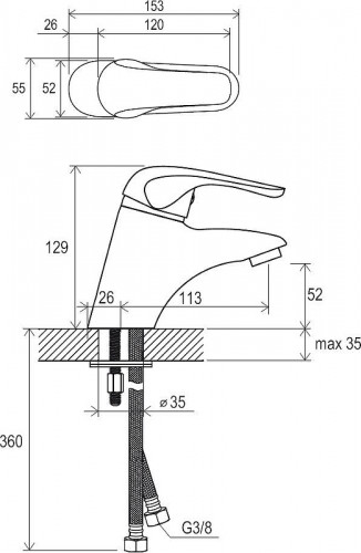 Смеситель для раковины Ravak Rosa RS 012.00 X070022 Хром латунь