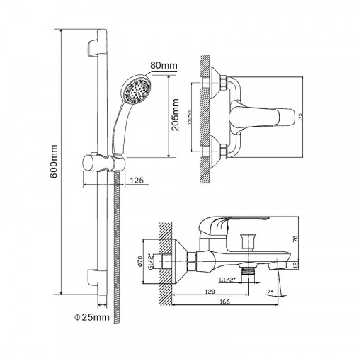 Смеситель для ванны Orange Iris M41-611cr Хром латунь на стену