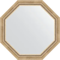 Зеркало Evoform Octagon 73х73 BY 3756 в багетной раме - Состаренное серебро с плетением 70 мм стекло