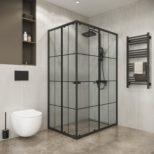 Душевой уголок Niagara Eco 120х80 NG-1012-14QKL профиль цвет Черный матовый стекло прозрачное