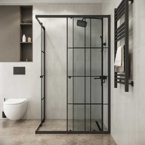 Душевой уголок Niagara Eco 120х80 NG-1012-14QKL профиль цвет Черный матовый стекло прозрачное