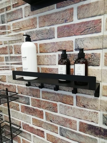 Металлическая полка Sanflor ProfFero П22601 с крючками цвет Черный муар