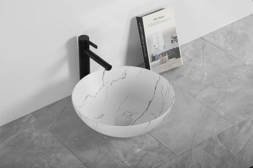Раковина-чаша Ceruttispa CR3301MMW2 40 10444 Мрамор матовый белый фарфор накладная