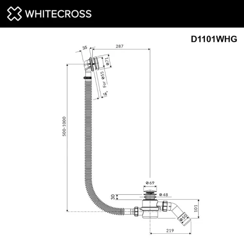 Слив-перелив Whitecross Ultima D1101GM click-clack цвет Оружейная сталь