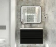 Тумба под раковину Art&Max AM-Platino-1000-2C-SO-NM подвесная Черная матовая МДФ / ЛДСП