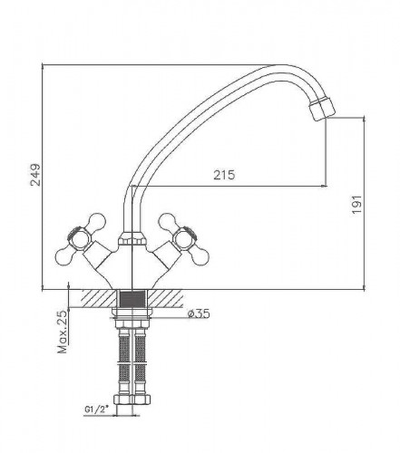 Смеситель для кухни Cron CN4319-2 Хром