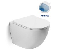 Комплект унитаза Vincea Globo VT1-14S с инсталляцией Tece Now 9400414 с сиденьем Микролифт и Черной матовой клавишей смыва фарфор подвесной