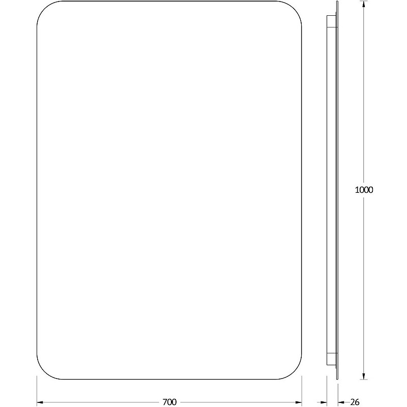 Зеркало Defesto Opti 70x100 DF 2819R с подсветкой 32W-3000К/ИК - выключатель/Теплый белый свет
