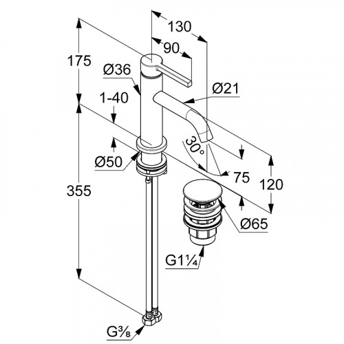 Смеситель для раковины Kludi Nova Fonte Pura 202665315 Белый матовый латунь