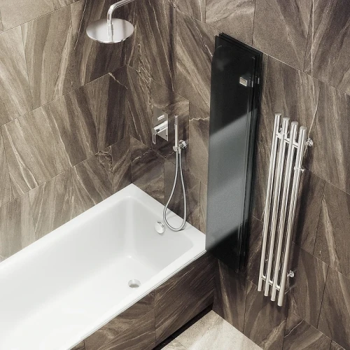 Шторка для ванны Maybah Glass MGV-589-4 980х1400 складная 4 секции Хром глянцевый стекло графитовое матовое