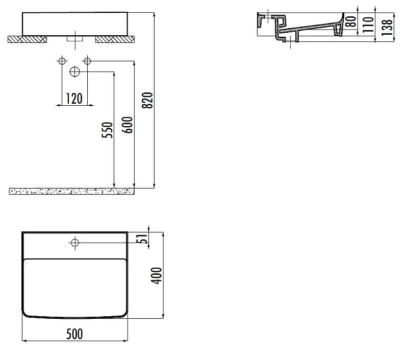 Раковина Creavit Ruby RB051-00MB42E-0000 цвет Белый