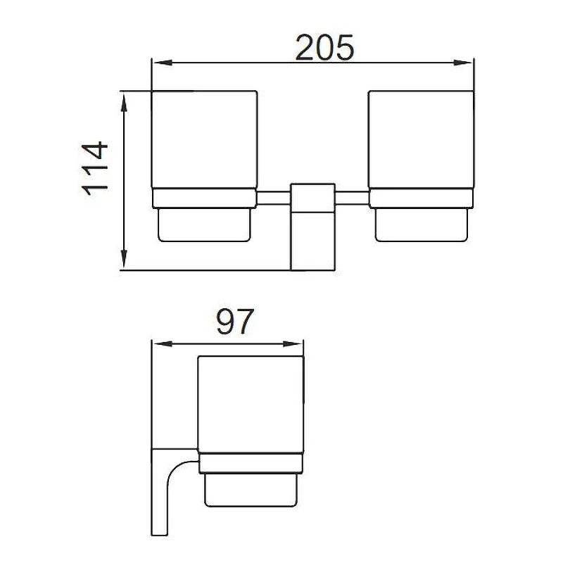 Стакан для зубных щеток Frap F30608-6 двойной цвет Черный матовый